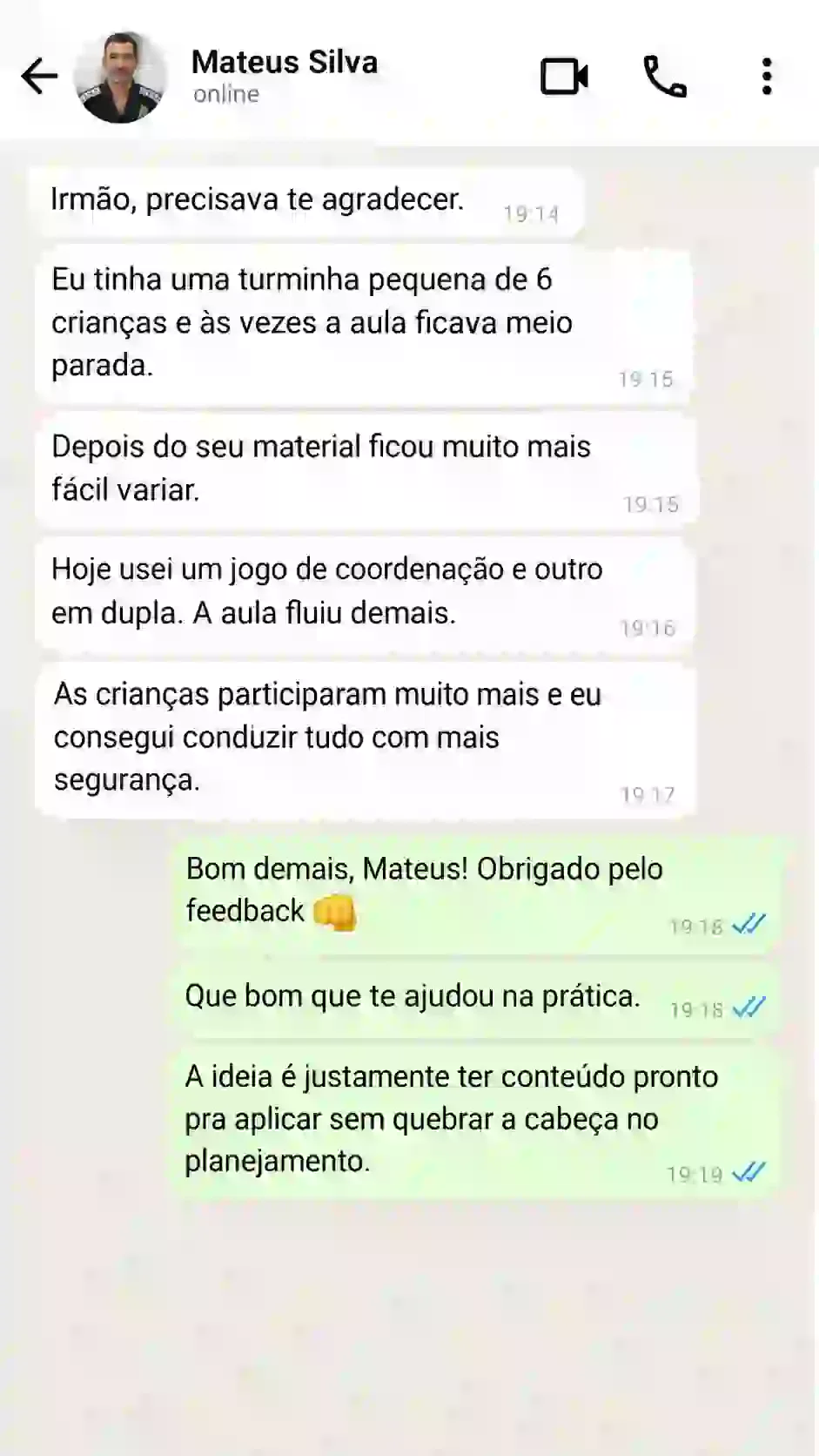 Depoimento de professor sobre o material 3